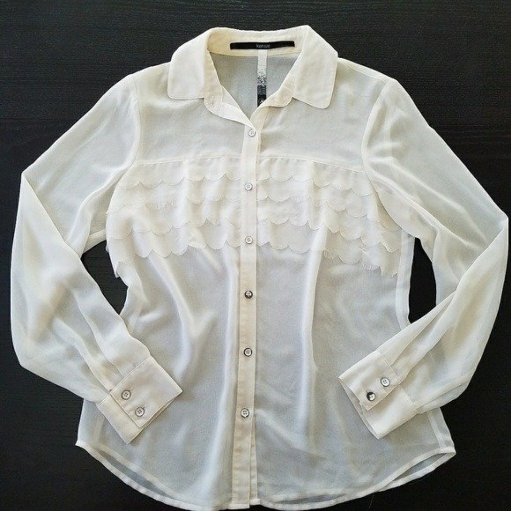 Kensie Sheer Button Up Blouse